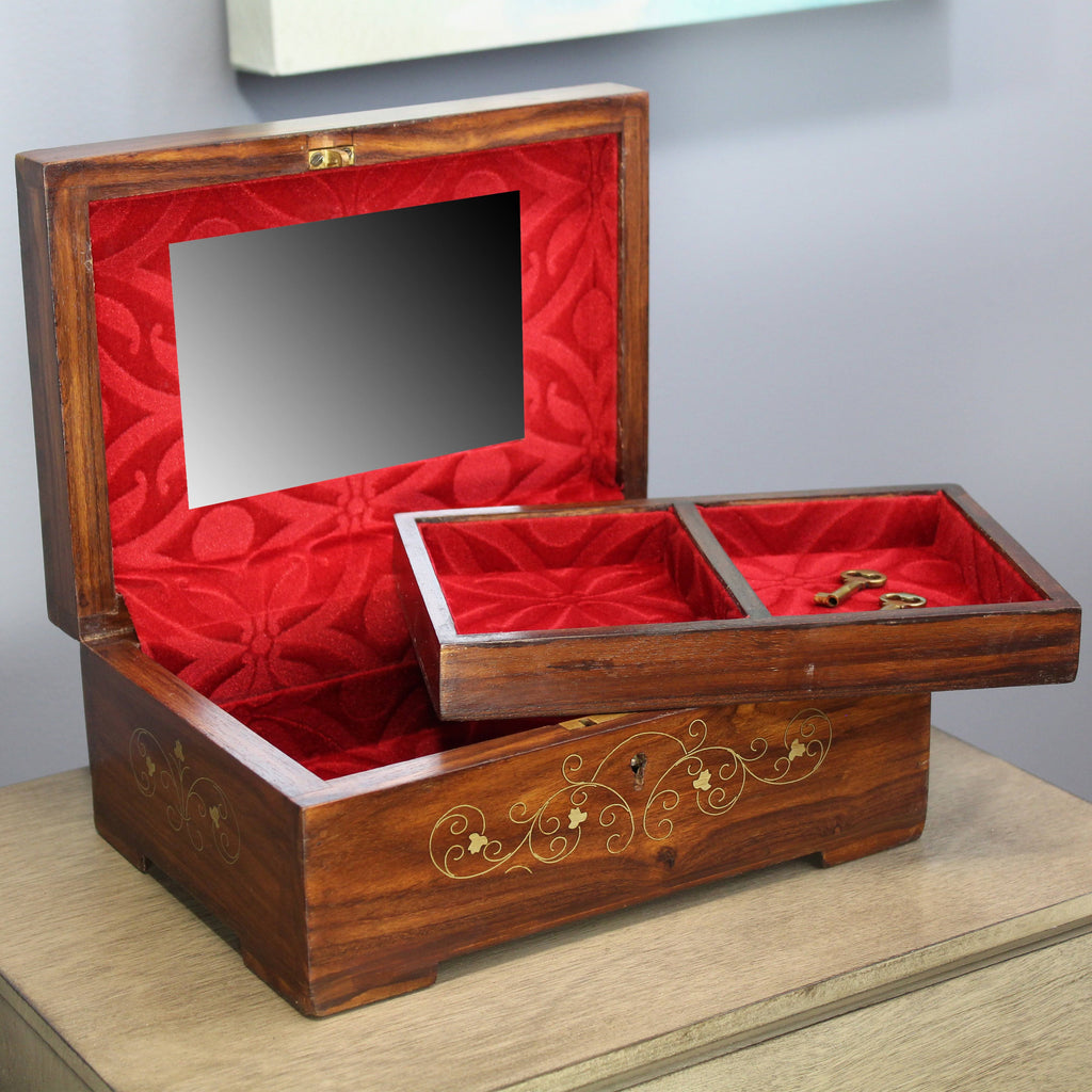 Rosewood Carved Wooden Decorative Box with Key G450203