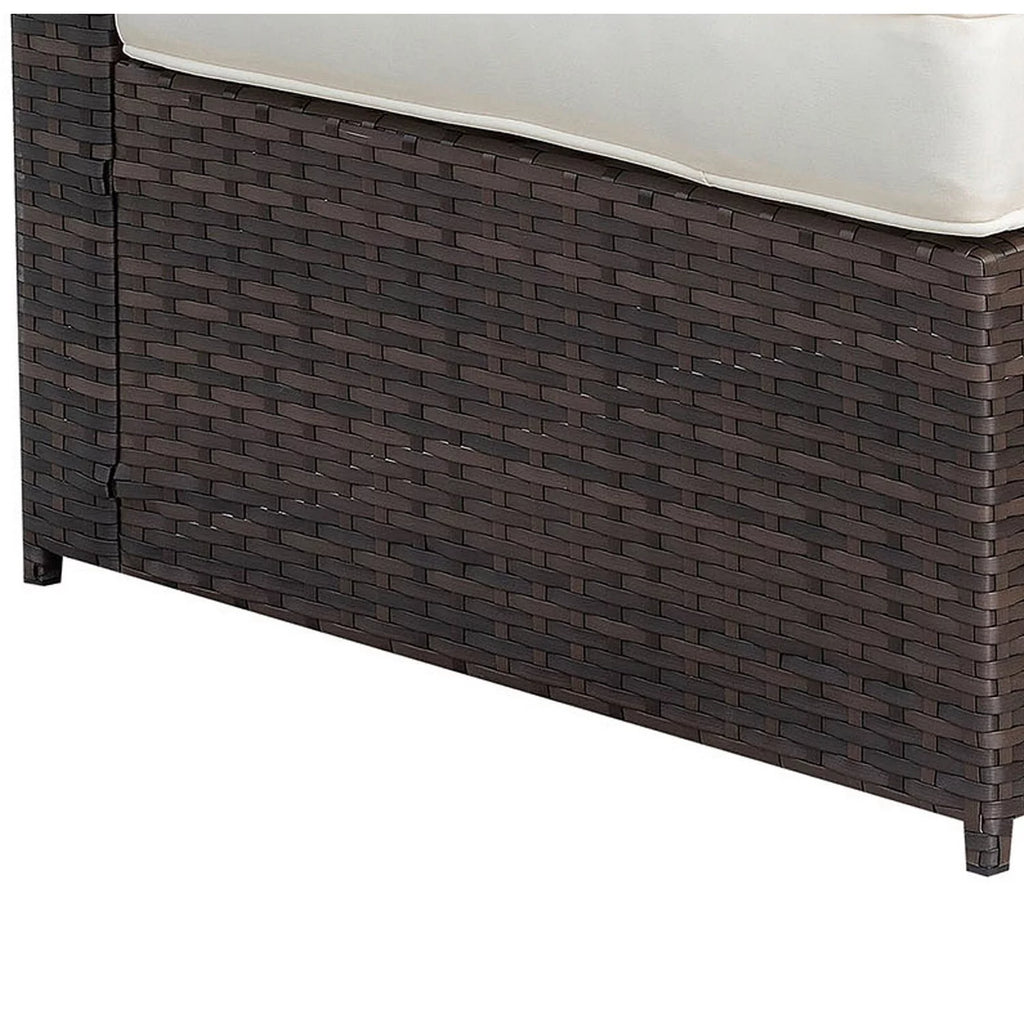 Brown and Ivory Faux Rattan Corner Chair with Cushions P851