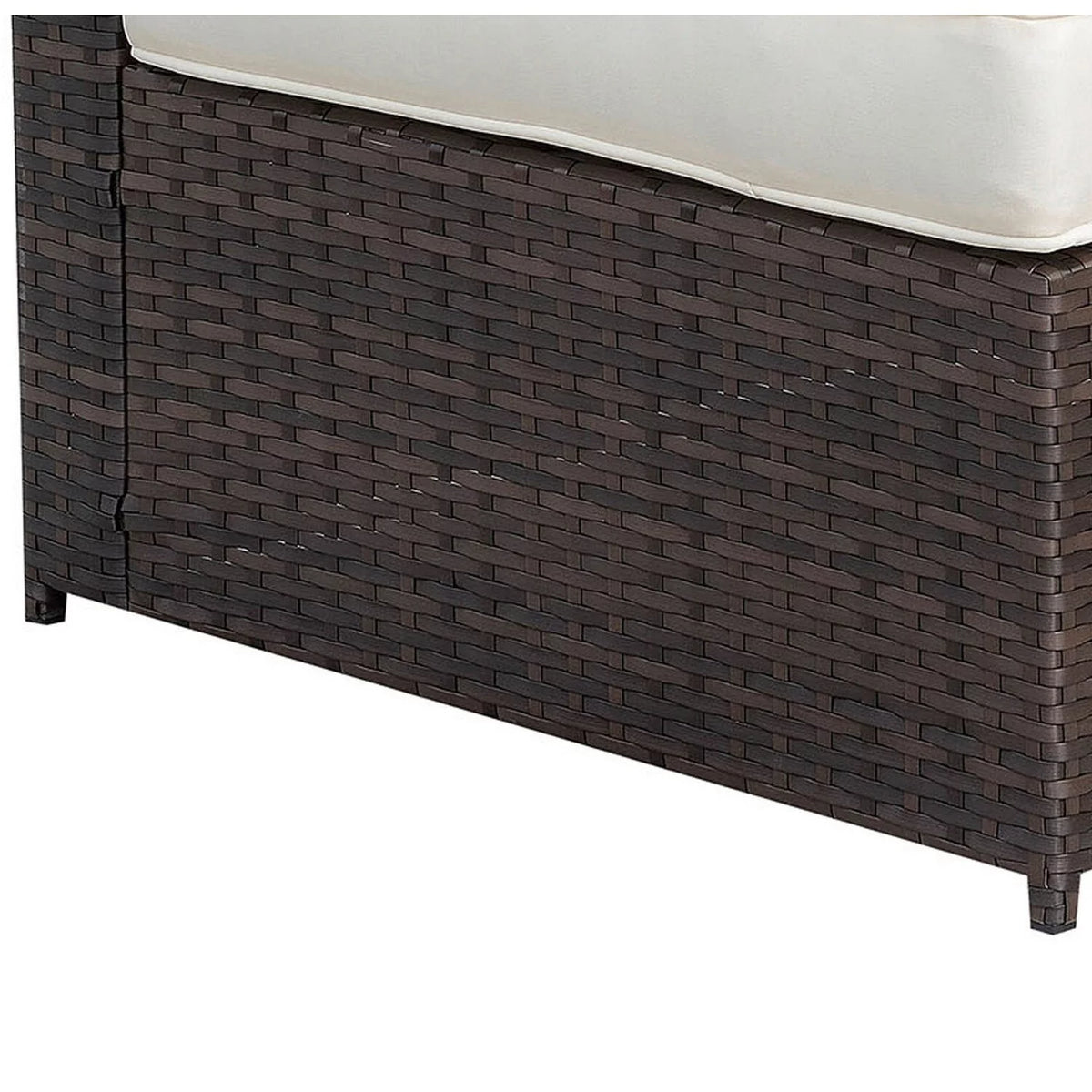 Brown and Ivory Faux Rattan Corner Chair with Cushions P851