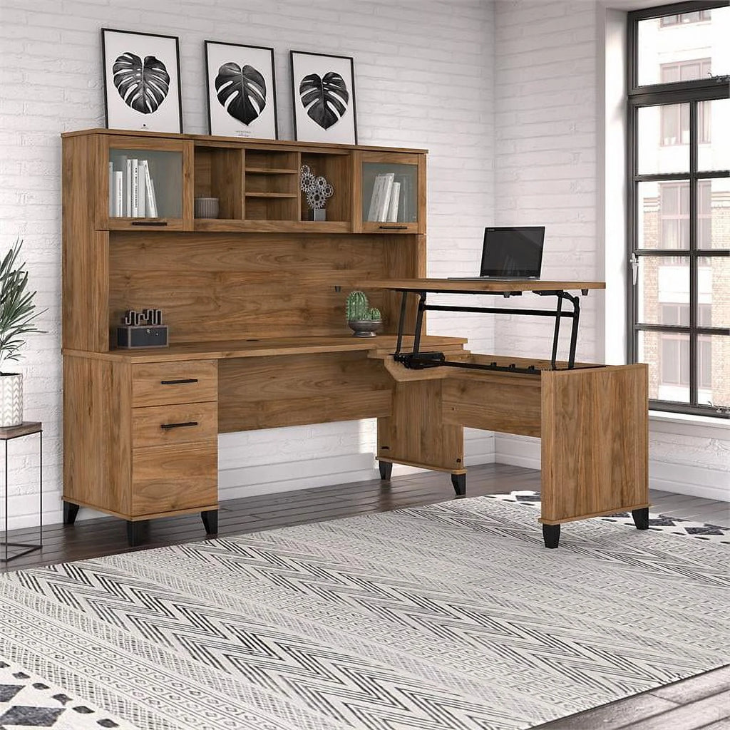72W Sit to Stand L Desk with Hutch K22695