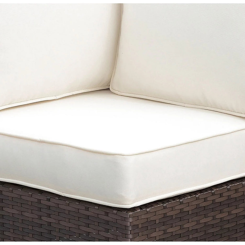 Brown and Ivory Faux Rattan Corner Chair with Cushions P851