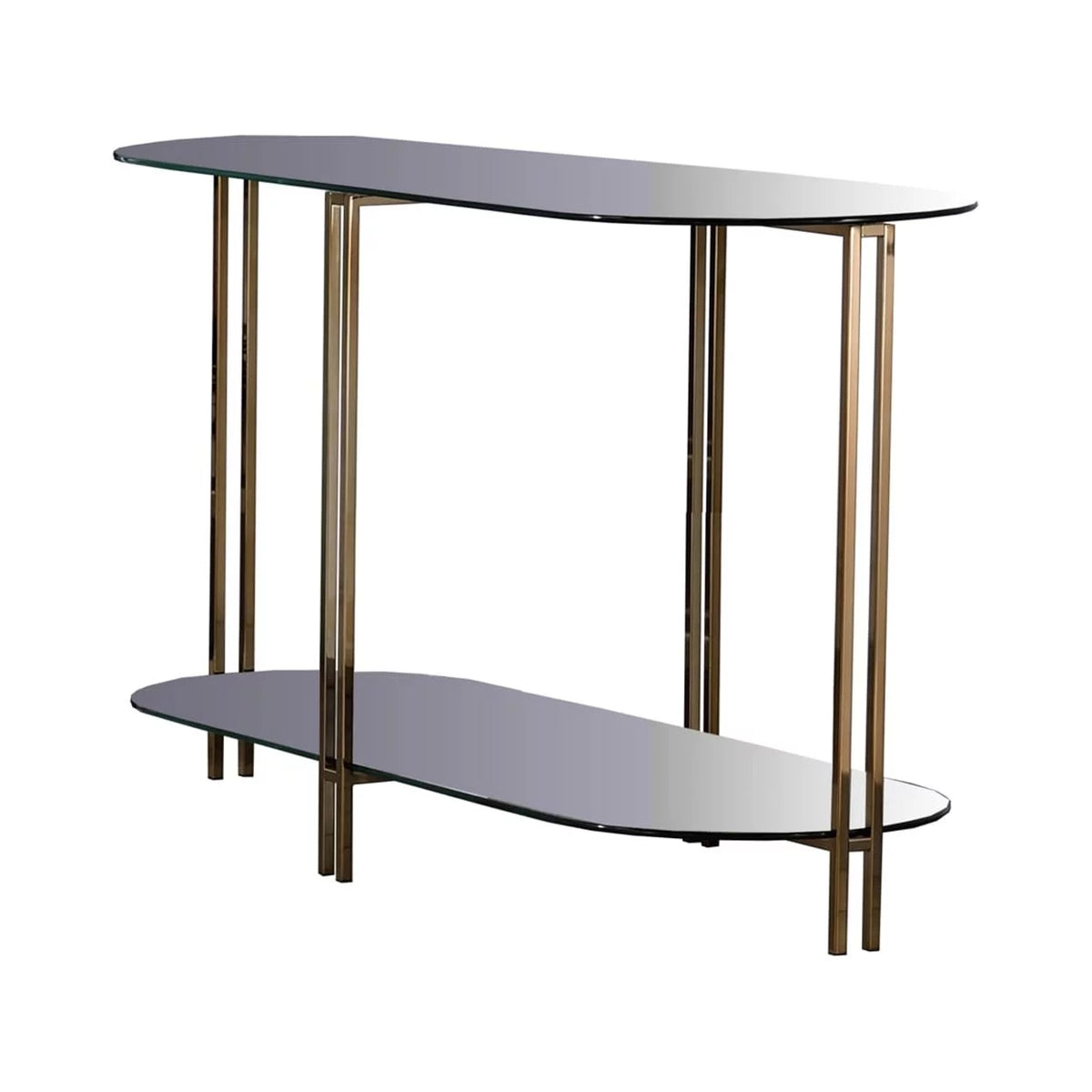 Sofa Table with Glass Top and Glass Shelf Q447275