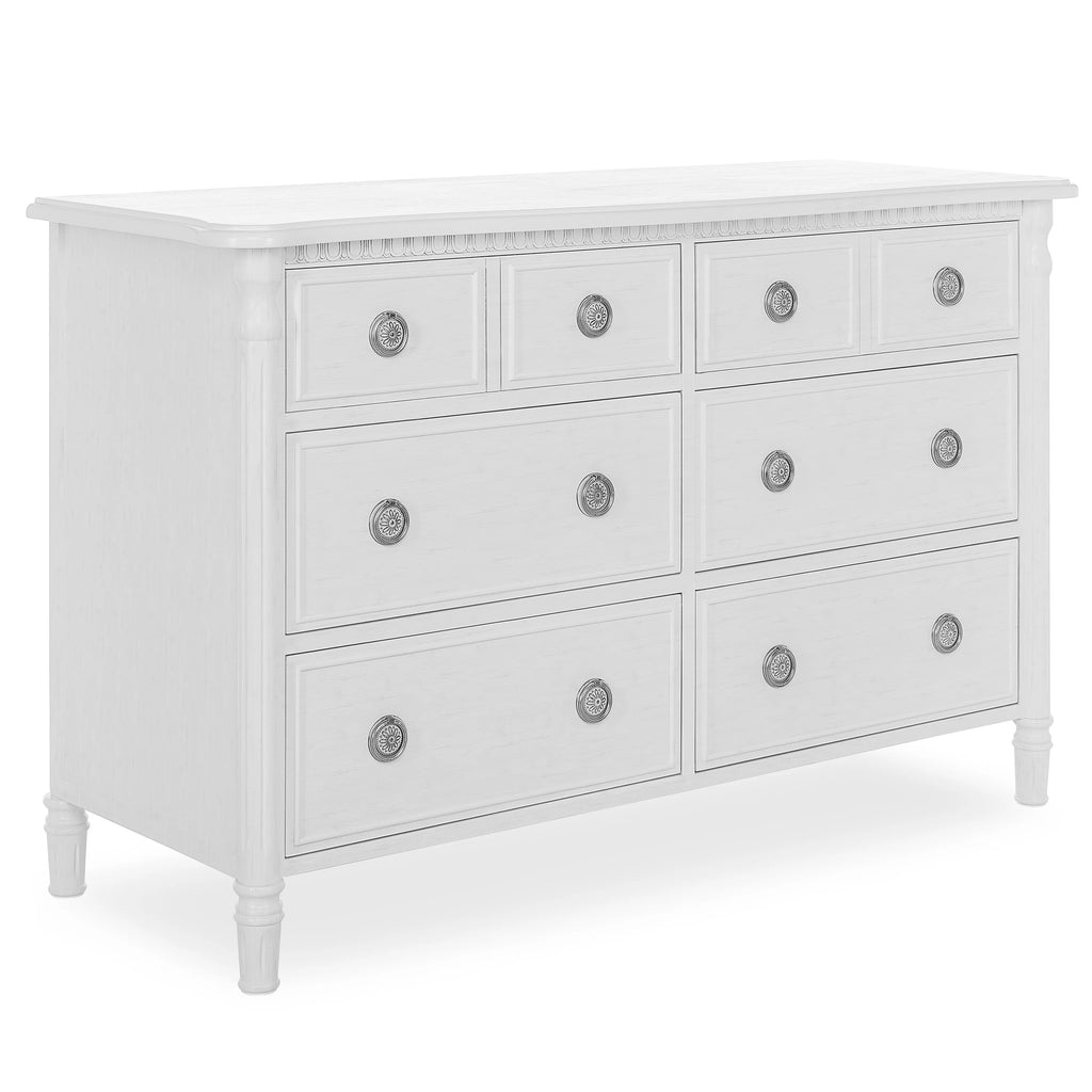 White 6 Drawer Double Dresser J618