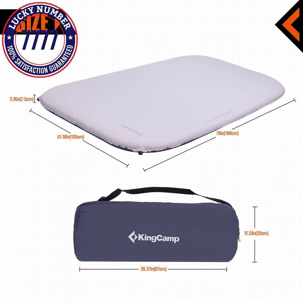 Deluxe Double Self-Inflating Camping Pad, 3 Inches Thick B14071