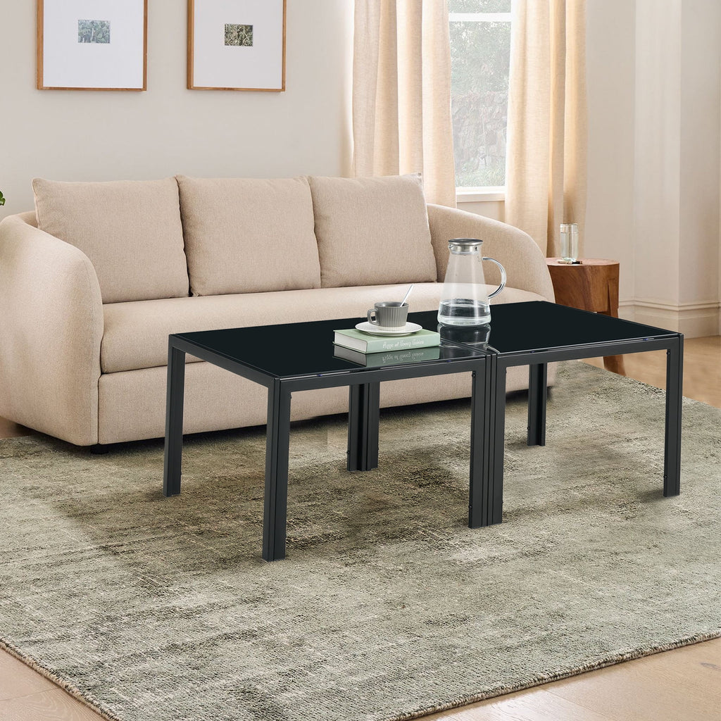 Glass Coffee Table Set of 2 Black S63676