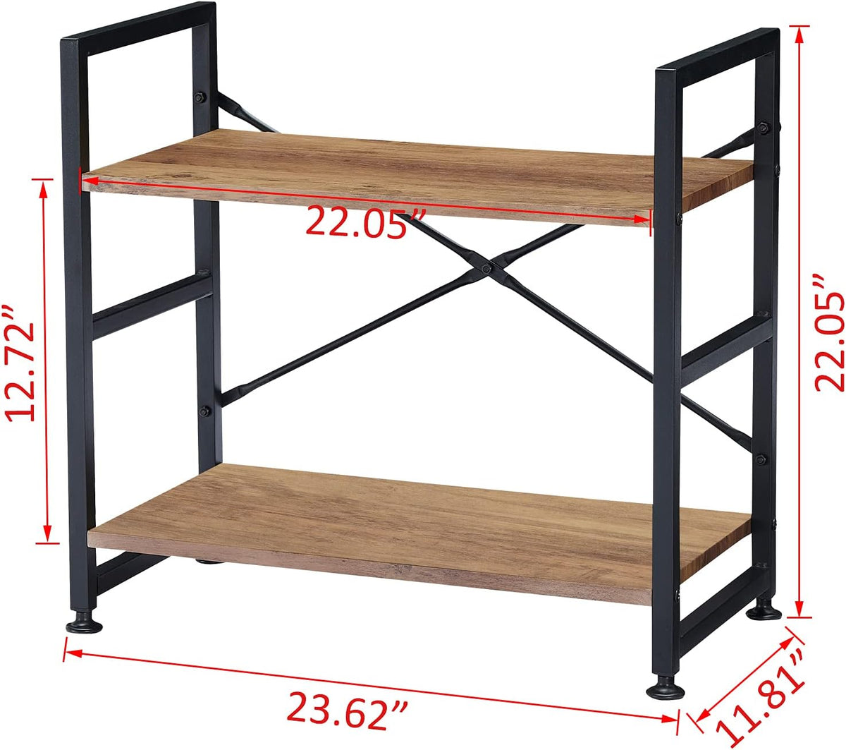 2 Tier Open Bookshelf with Metal Frame N5681
