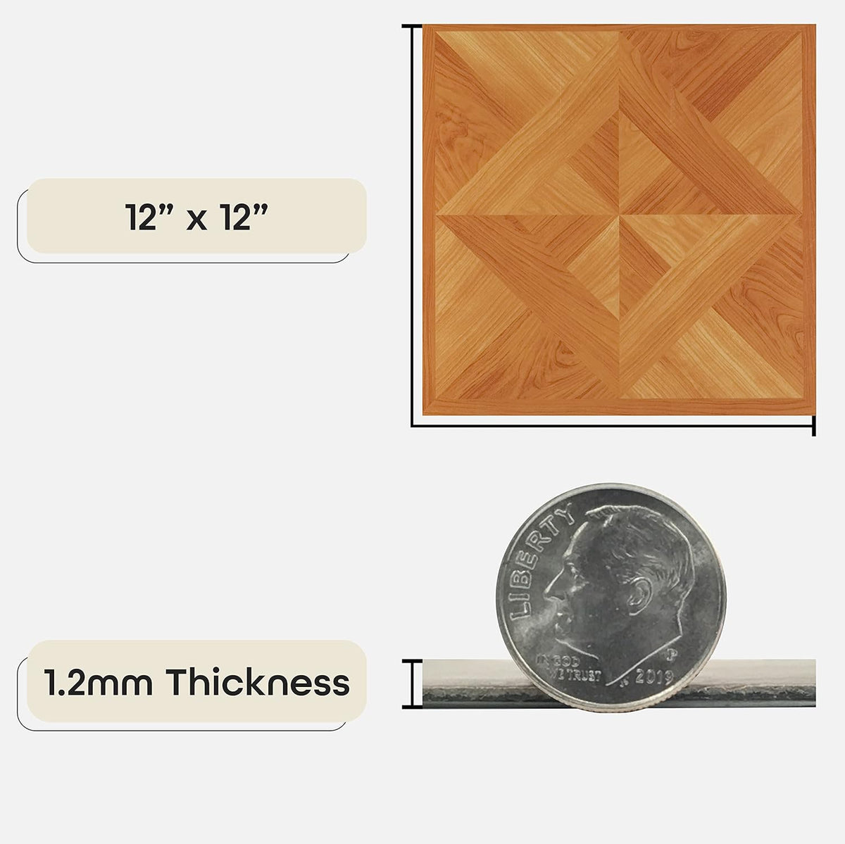 Light Oak Diamond Parquet Pattern 20 Tiles 12" x 12" Self Adhesive Vinyl Floor Tiles C60883