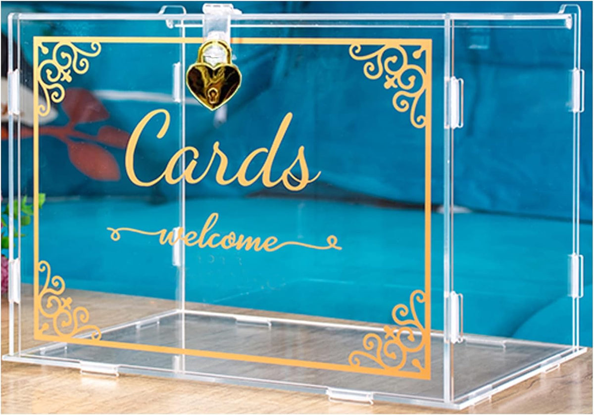 Gold Pattern Acrylic Card Box with Lock, Pack of 2 R210505