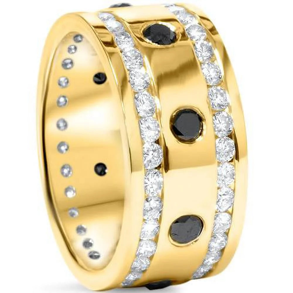 Black & White Diamond Eternity Ring 14K Yellow Gold B169820