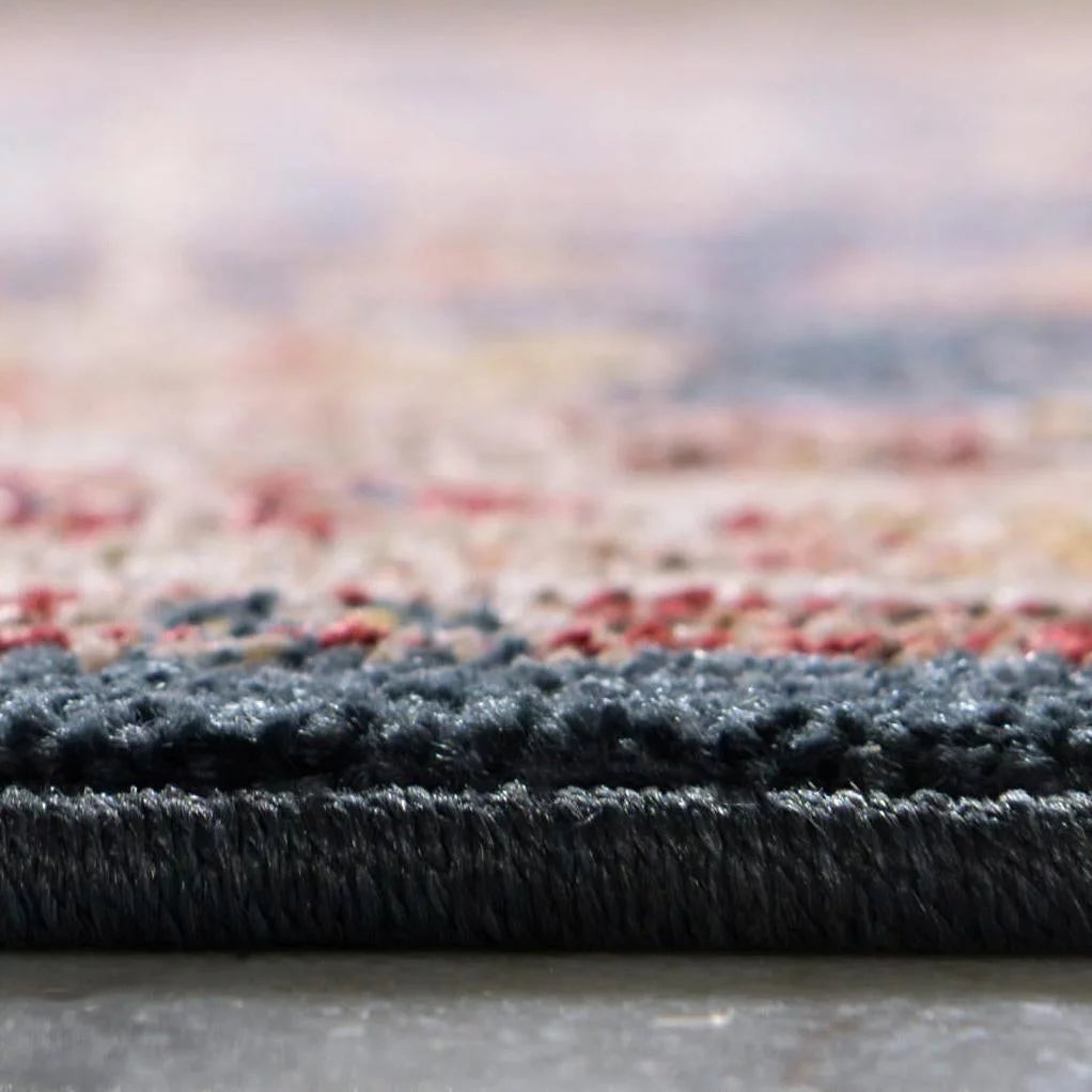 Light Blue Burgundy 4' 1" x 6' 1" Floral Rug R6902