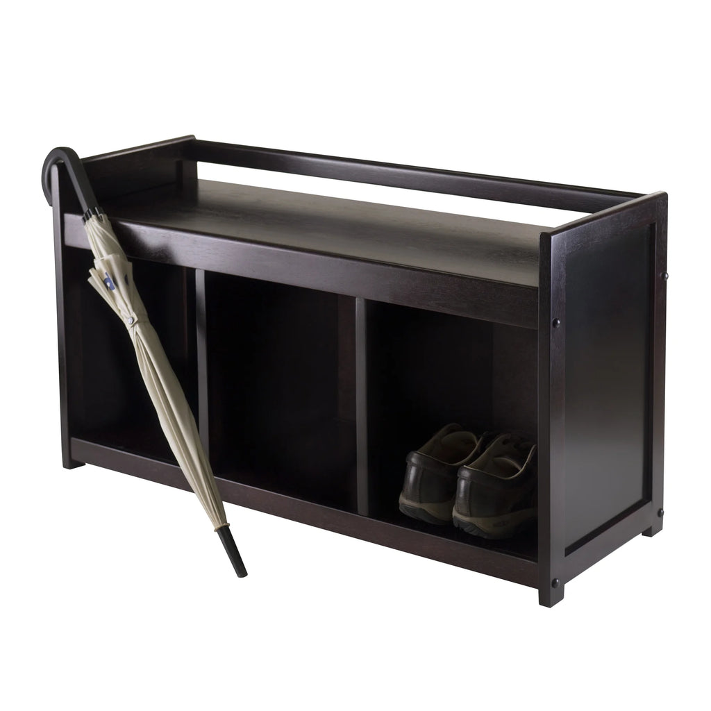 4-Pc Storage Bench & 3 Black Fabric Baskets J6811