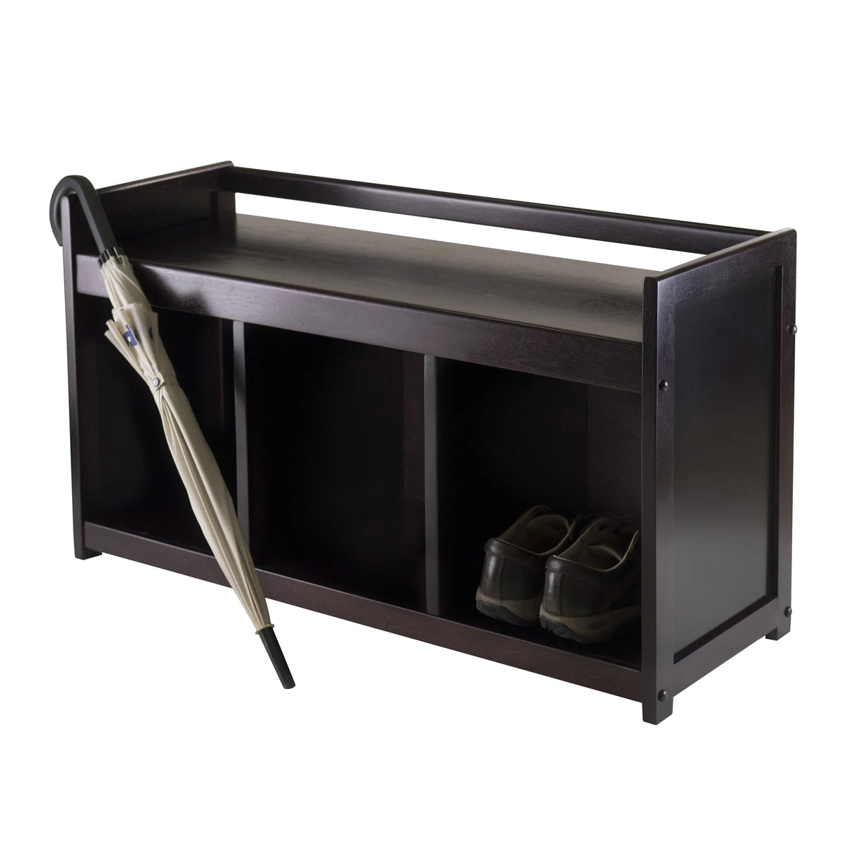 4-Pc Storage Bench & 3 Black Fabric Baskets J6811