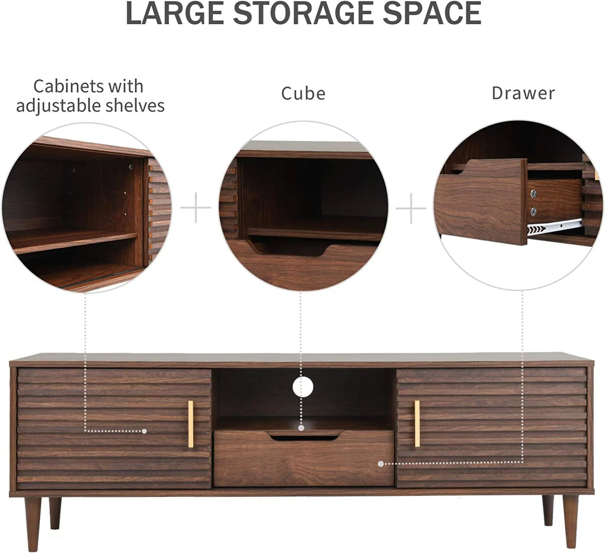 Mid-Century Modern TV Stand Media Console Cabinet B5463