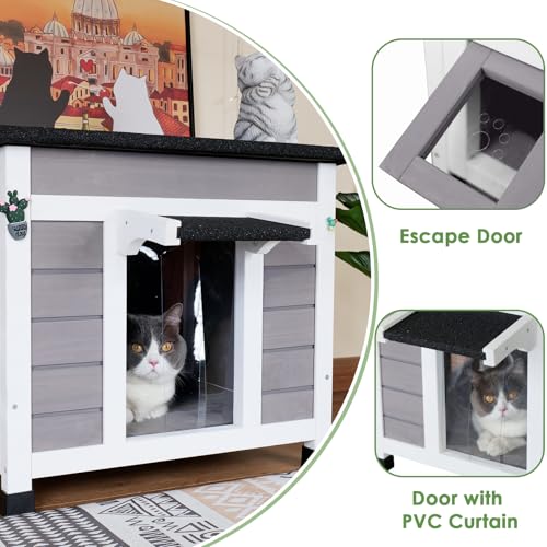 Insulated Weatherproof Cat House with Asphalt Roof Z1575