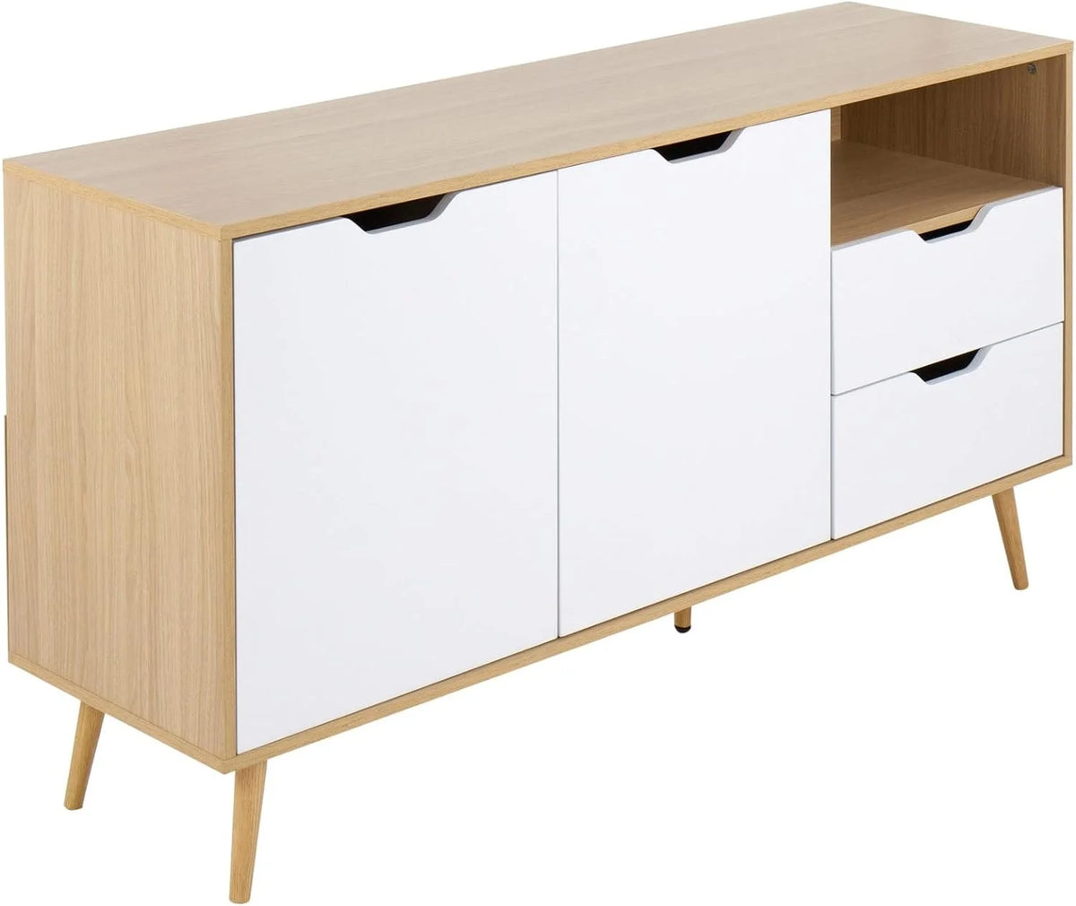 Contemporary Natural Wood and White Wood Sideboard U280399