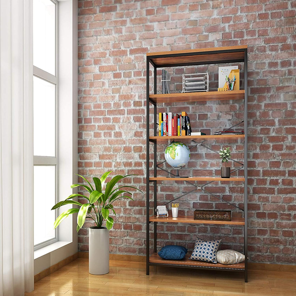 5-Tier Rustic Wood Bookcase J412167