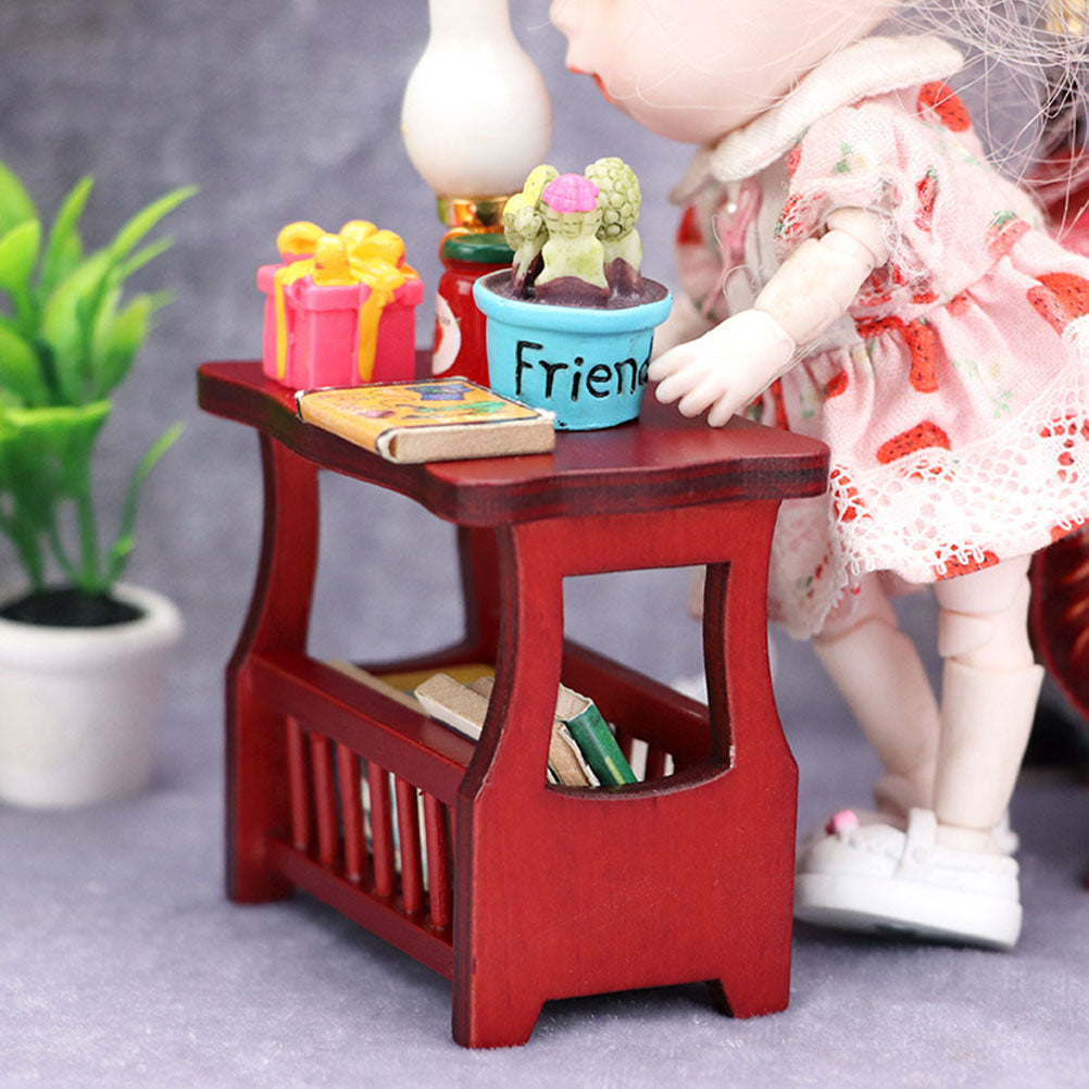 Red Wooden Dollhouse Coffee Table Q939