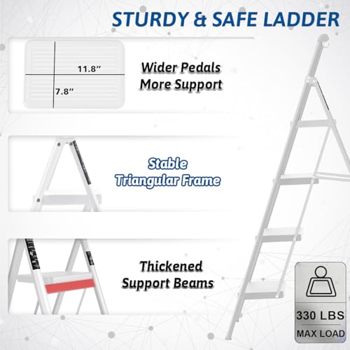 2 Step Folding Steel Step Ladder 330 Lbs Black C77676