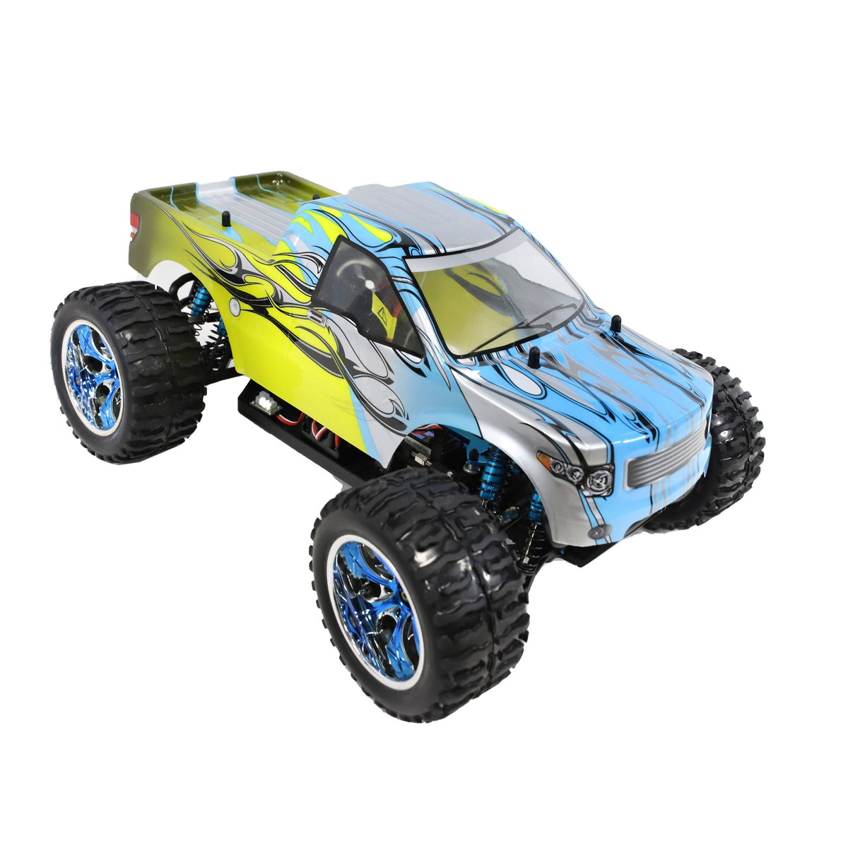 Light Blue and Yellow Flame Design 4WD Electric RC Truck T8140