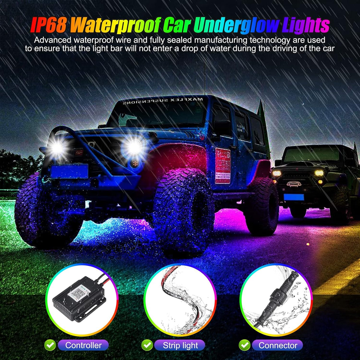 6 Pcs 300 LEDs Car Underglow Light Kit Q420