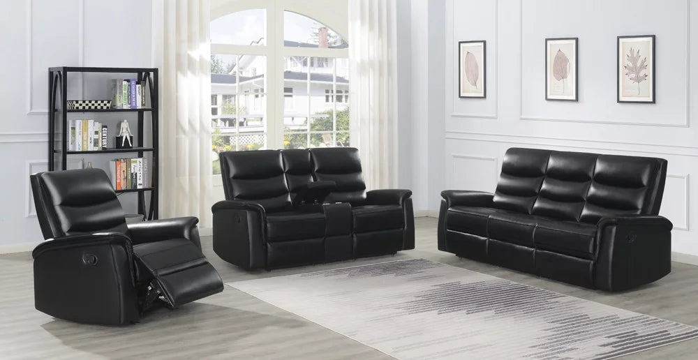 Black Leatherette Glider Recliner Y68186