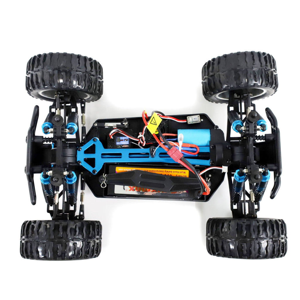 Light Blue and Yellow Flame Design 4WD Electric RC Truck T8140