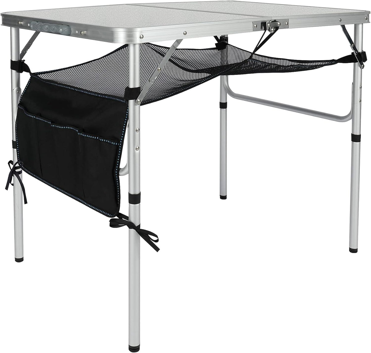 2.5 Foot Adjustable Folding Camping Table with Mesh Storage Organizer K665238