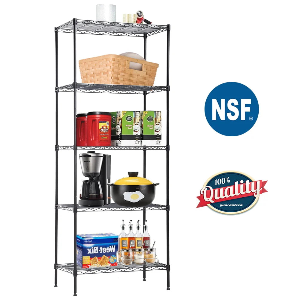 5-Shelf Black Metal Freestanding Shelves F763261