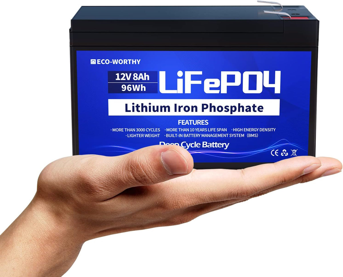 12V 8Ah LiFePO4 Lithium Iron Phosphate Battery Pack of 2 Q231