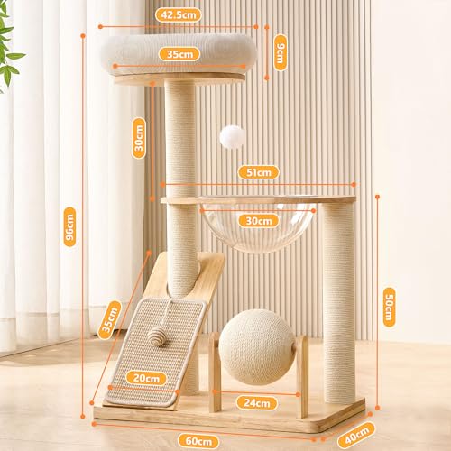 Cat Tree Tower with Scratching Post, Hammock and Top Bed R6610