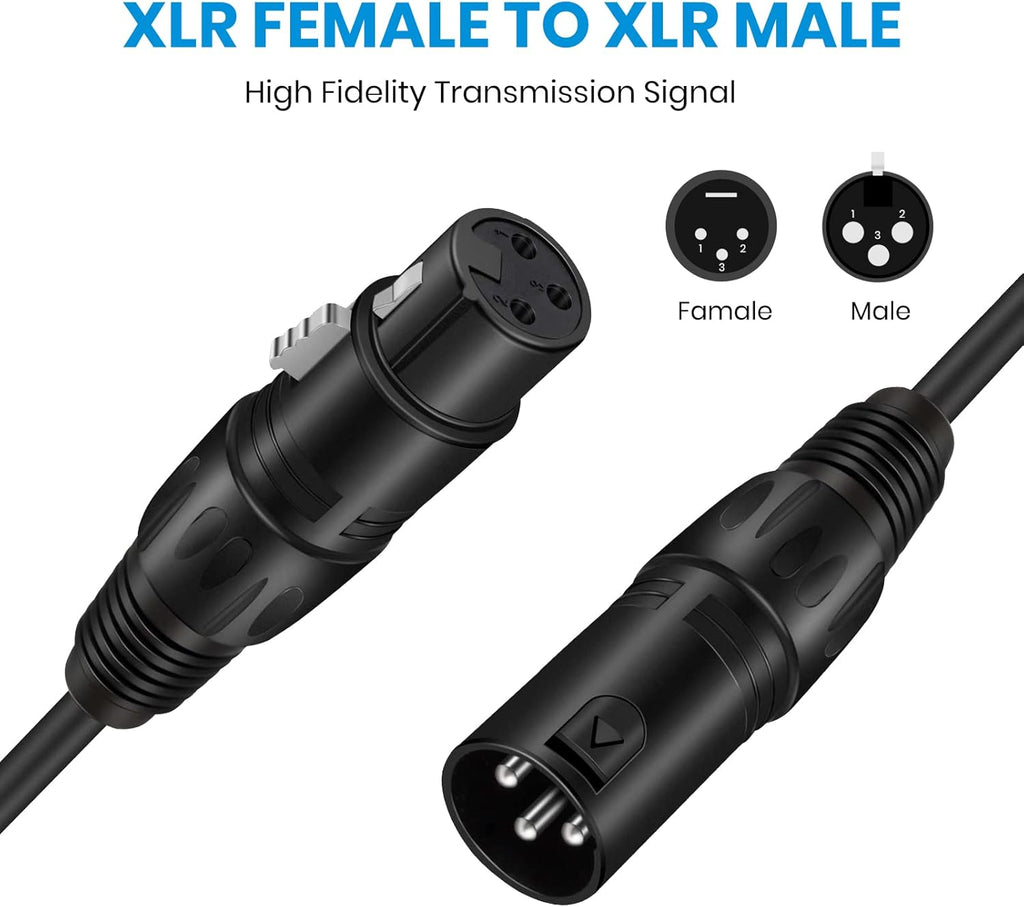 25ft XLR Microphone Male to Female Mic Cables Black 3-Pack L1337