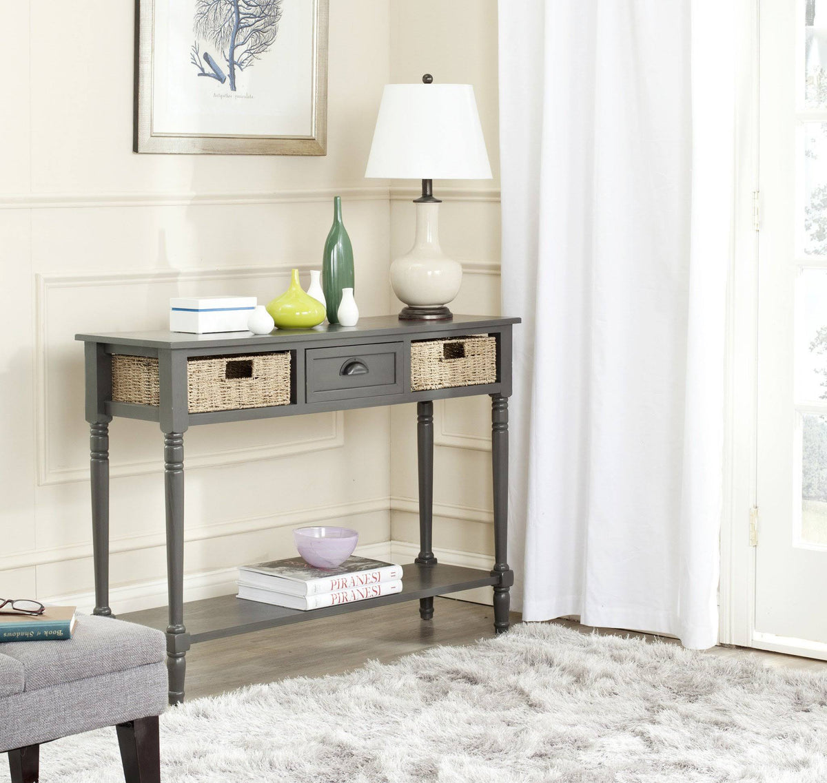 Wicker Console Table with Storage U54950