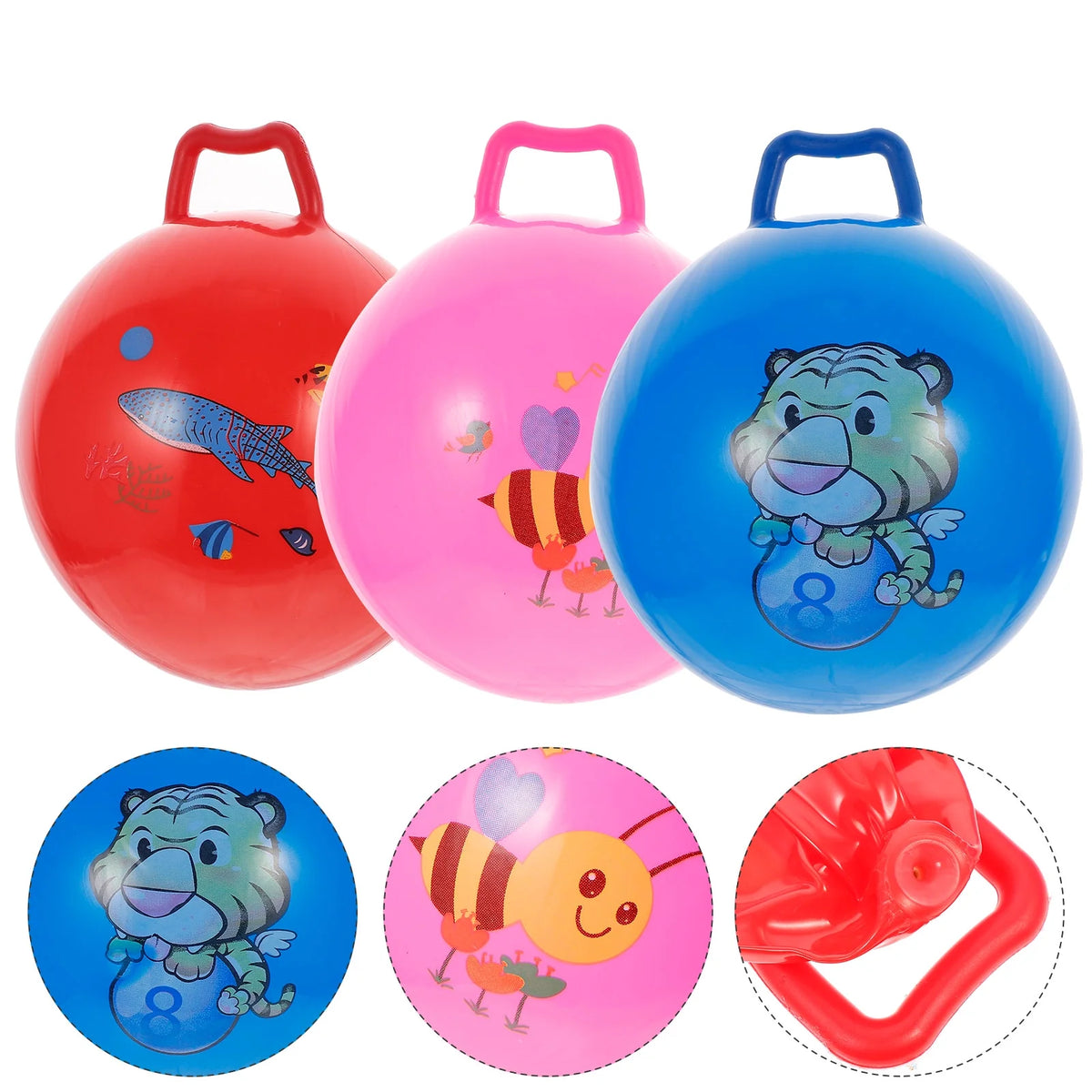 3Pcs Inflatable Hopper Balls with Handle V789997