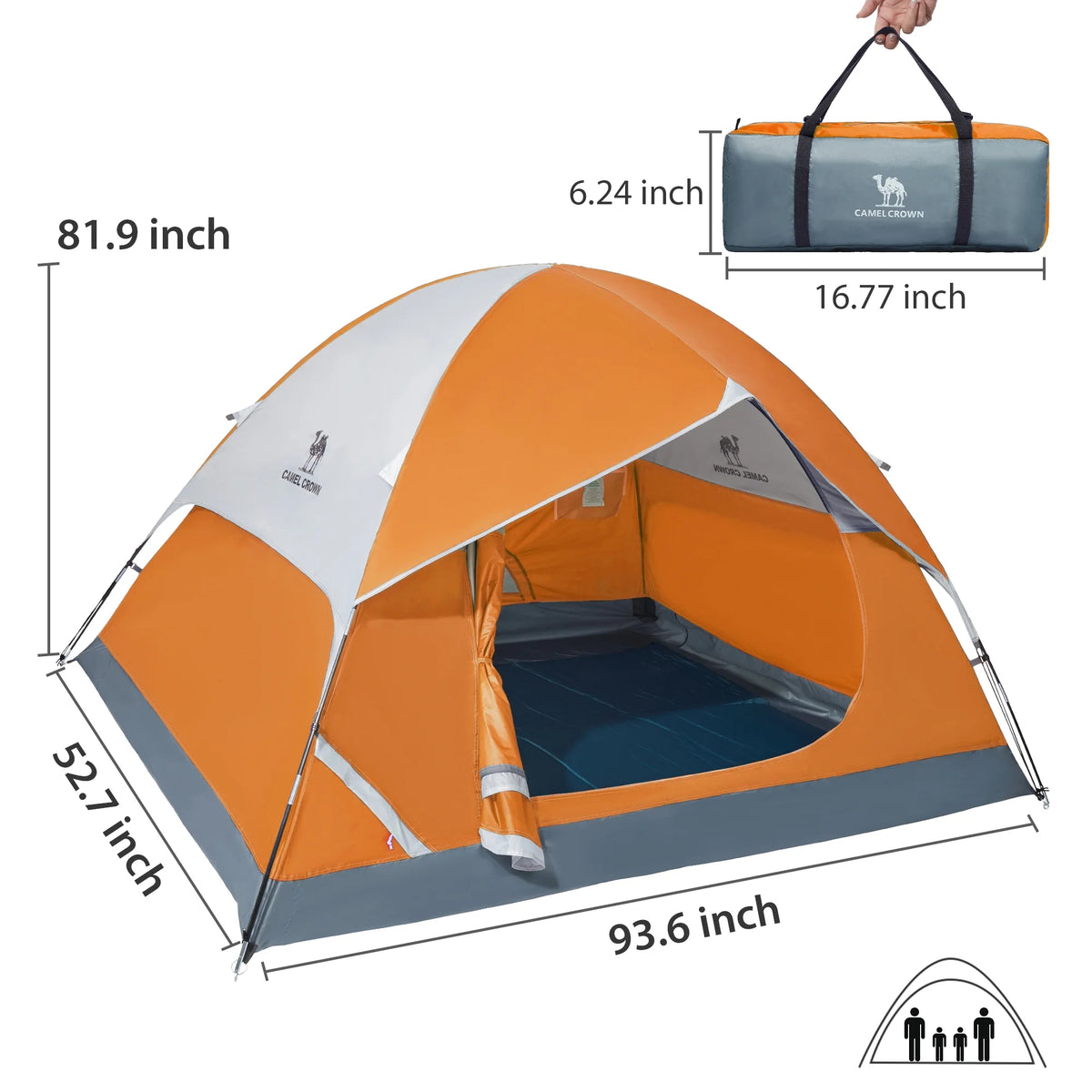 3-4 Person Waterproof Lightweight Dome Camping Tent with Carry Bag Z5302
