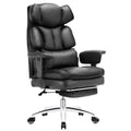 Black PU Leather Ergonomic Desk Chair with Footrest I7929