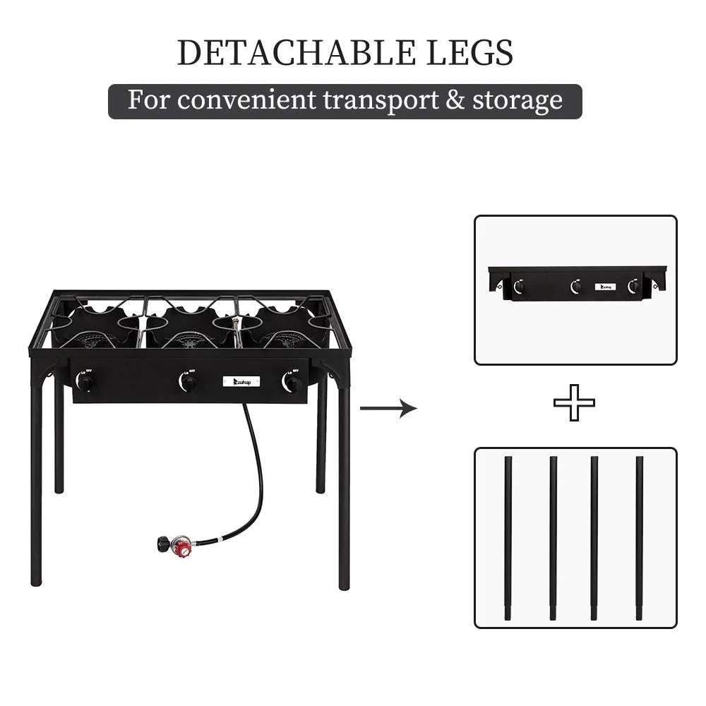 Black 3-Burner Outdoor Stove with Regulator R38735