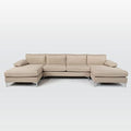 Linen Fabric U-Shape Sectional Sofa with Double Extra Wide Chaise Lounge L524