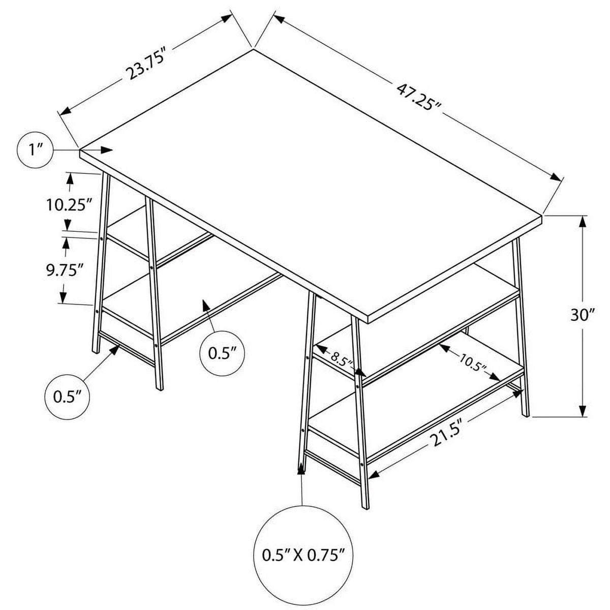 3 Tier Wood Top Computer Desk B26165