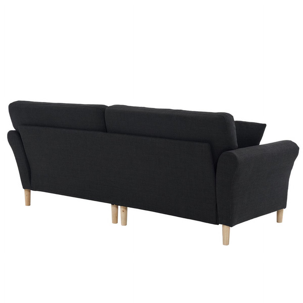 Black Upholstered 2-Seat Loveseat Sofa with 2 Pillows H606