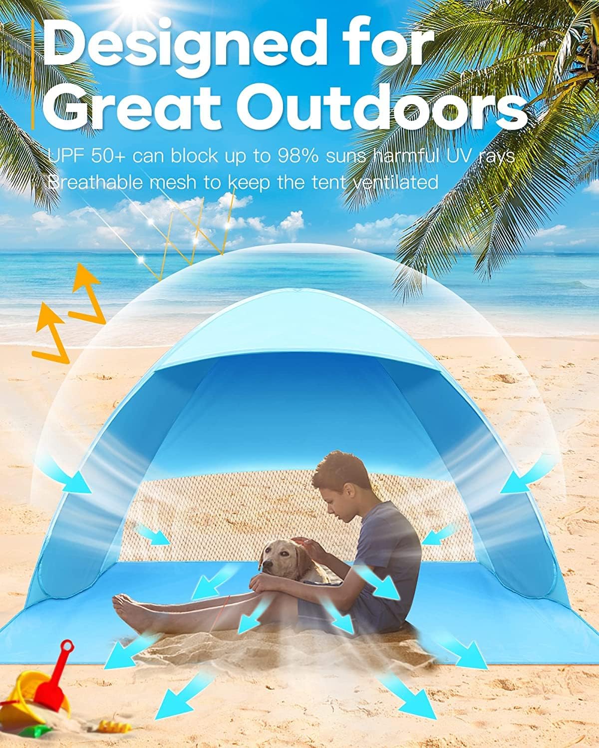Pop Up Beach Tent, UPF 50+, Waterproof, with Carry Bag I198
