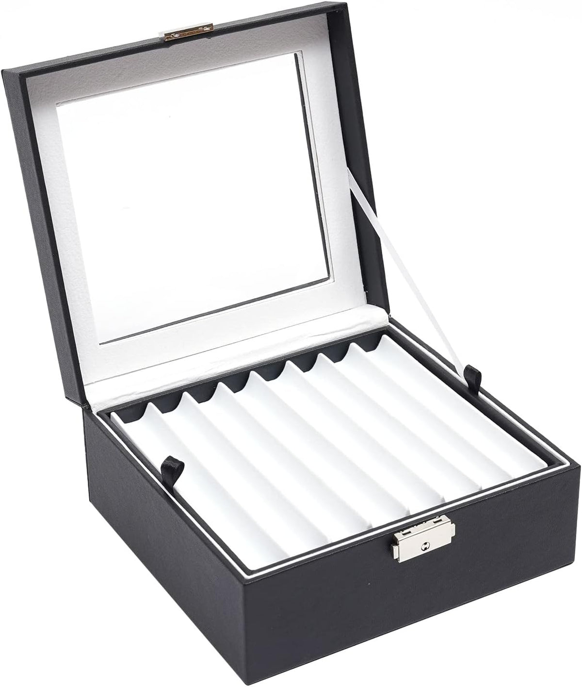 16 Slots Leather Pen Display Box Pen Collector Case with Transparent Window Pack of 2 Y310139
