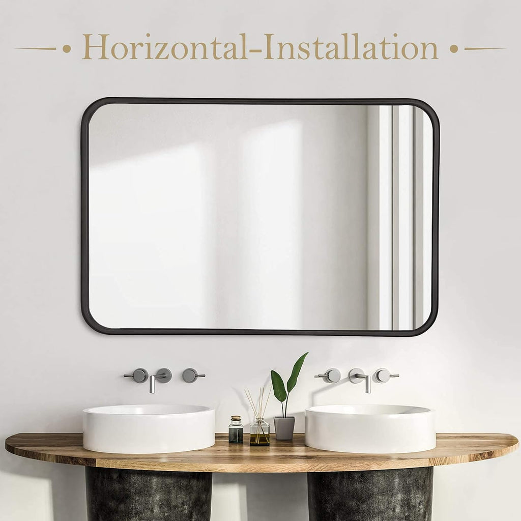 24x36 Rectangular Wall Mount Mirror with Stainless Steel Metal Frame S44748