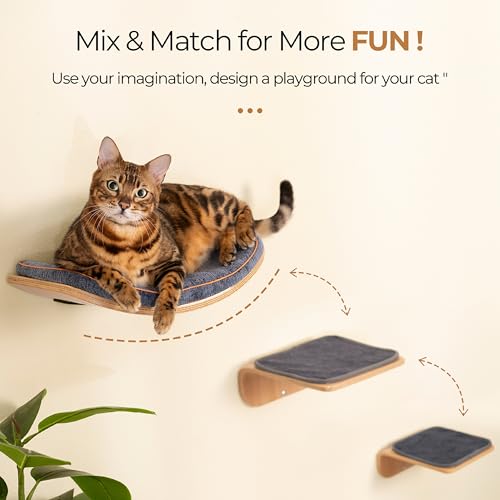 Cat Wall Shelves and Perch with Scratching Cushion S958348