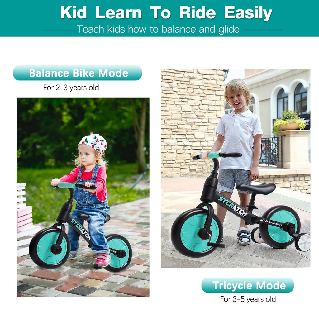 4 in 1 Toddlers Balance Bike with Pedals and Training Wheels X79593