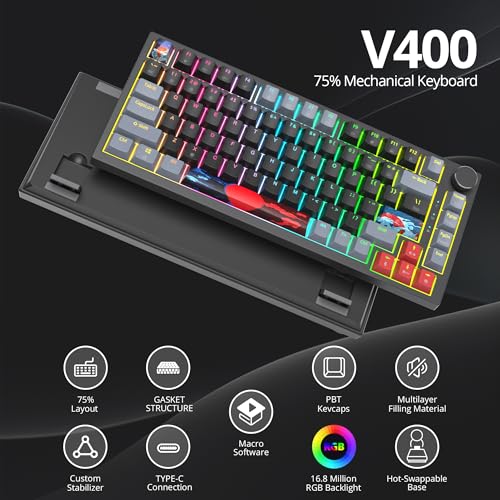 Black 82-Key Compact Wired RGB Mechanical Gaming Keyboard Q3704