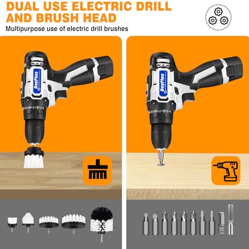 Electric Spin Scrubber Handheld, 2 Speed, with 9 Brush Heads, 450RPM Battery Power Scrubber Waterproof, 3.0Ah Battery and Charger R409
