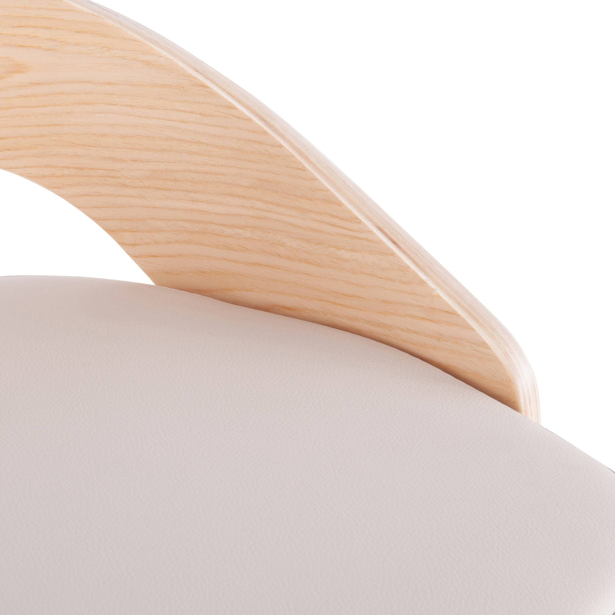Chrome Natural Wood Cream PU Barstool T55250