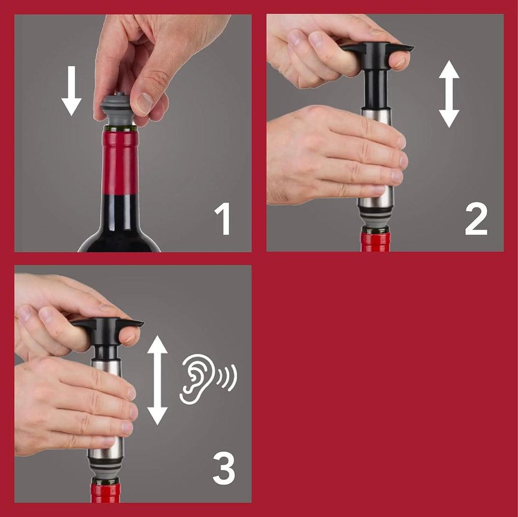 Wine Saver Pump Stainless Steel with Vacuum Wine Stopper V9868