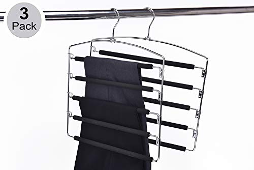3 Multi-Bar Metal Pants Hangers with Non-Slip Foam Padding O44684