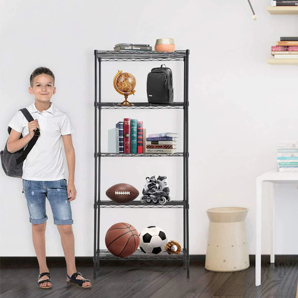 5-Shelf Black Metal Freestanding Shelves F763261